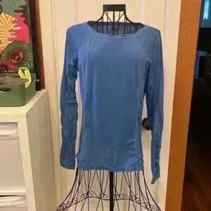 Elegant Blue Long Sleeve Women's Top